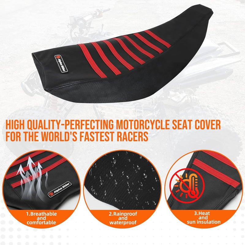 WIKIBB Grip Seat Cover Fit for 2004-2018 Honda TRX 450 ER/TRX 450 R Seat Wheeler Quad Multi Gripper Seat Cover #197 (Red & Black) - Image 2